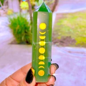 **SOLD green aventurine moon phase crystal tower